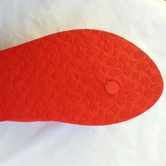 Coach Red Leopard Lock Flip Flops - Picture 4 of 5